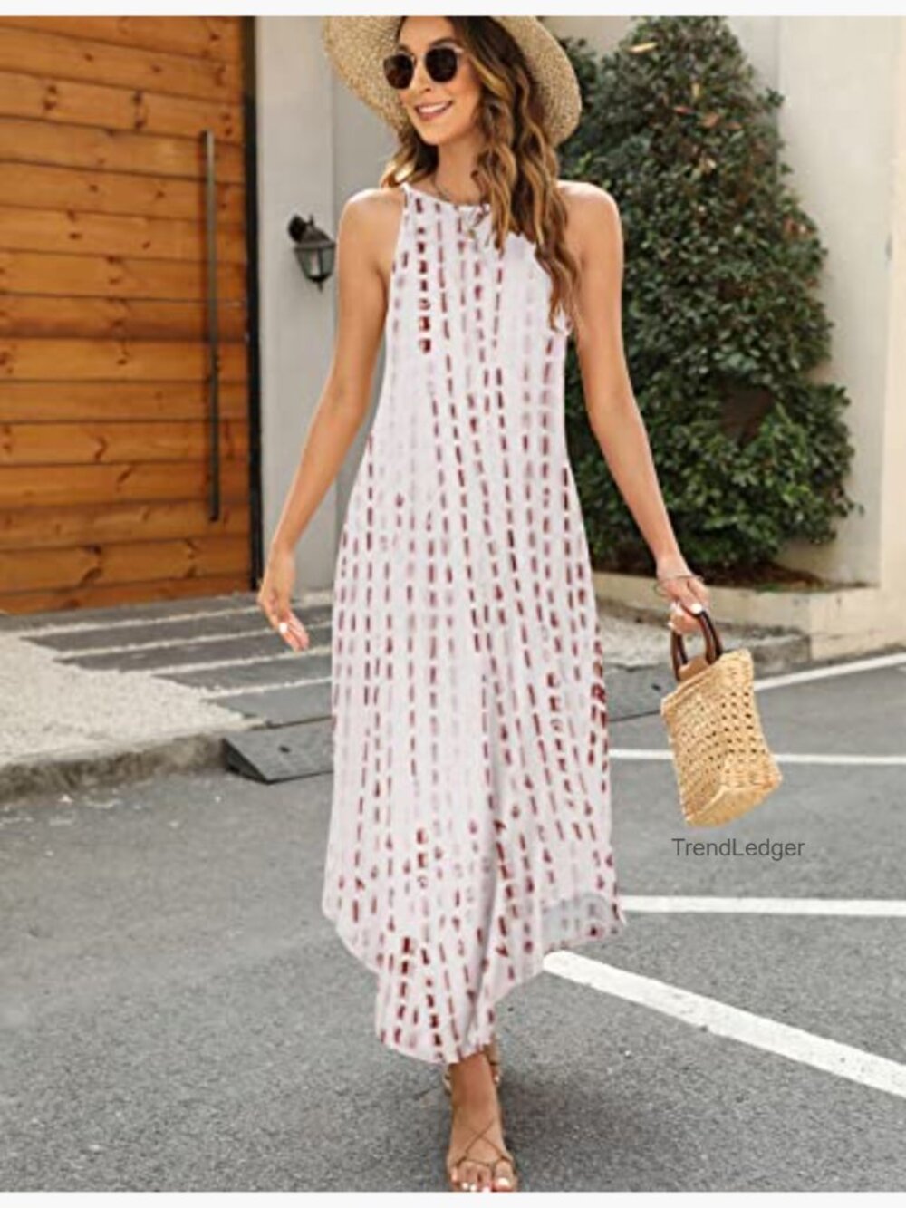 Women's Sleeveless Halter Maxi Dress Side Slit Summer Casual - Picture 2 of 7
